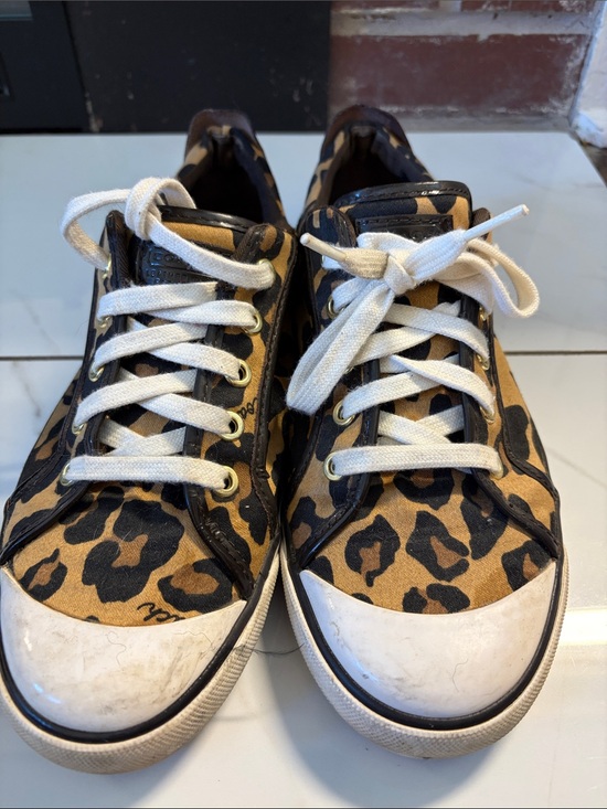 Coach Shoes - Coach women’s  Leopard Print Canvas Sneakers in Tan and Black